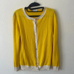 CASHMERE SILK Yellow Cardigan Sweater